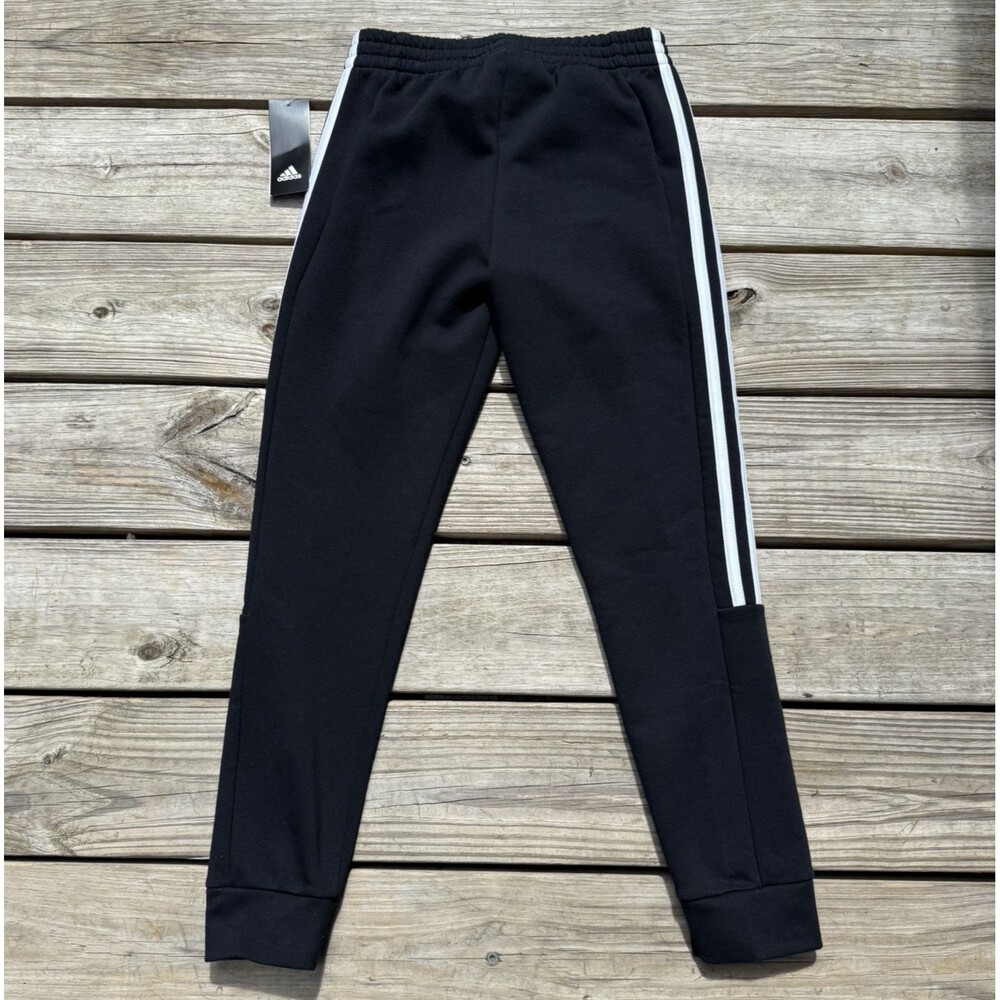 Adidas Girls Black Mid Rise Cuffed Fleece Joggers-Size L 14 -NWT